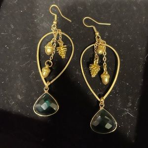 Green acorn dangle earrings